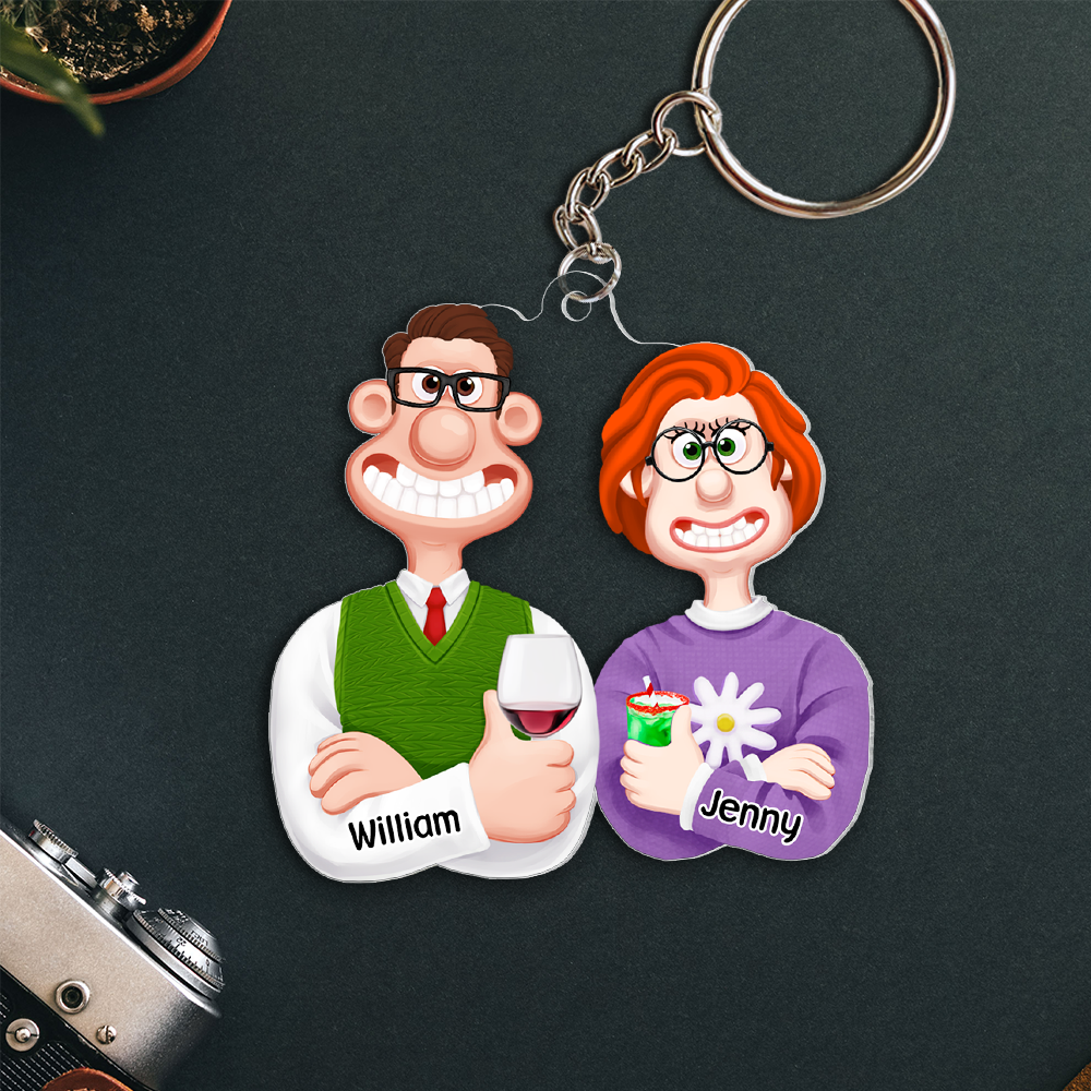 Custom Cartoon Couple Keychain - Personalized Gift