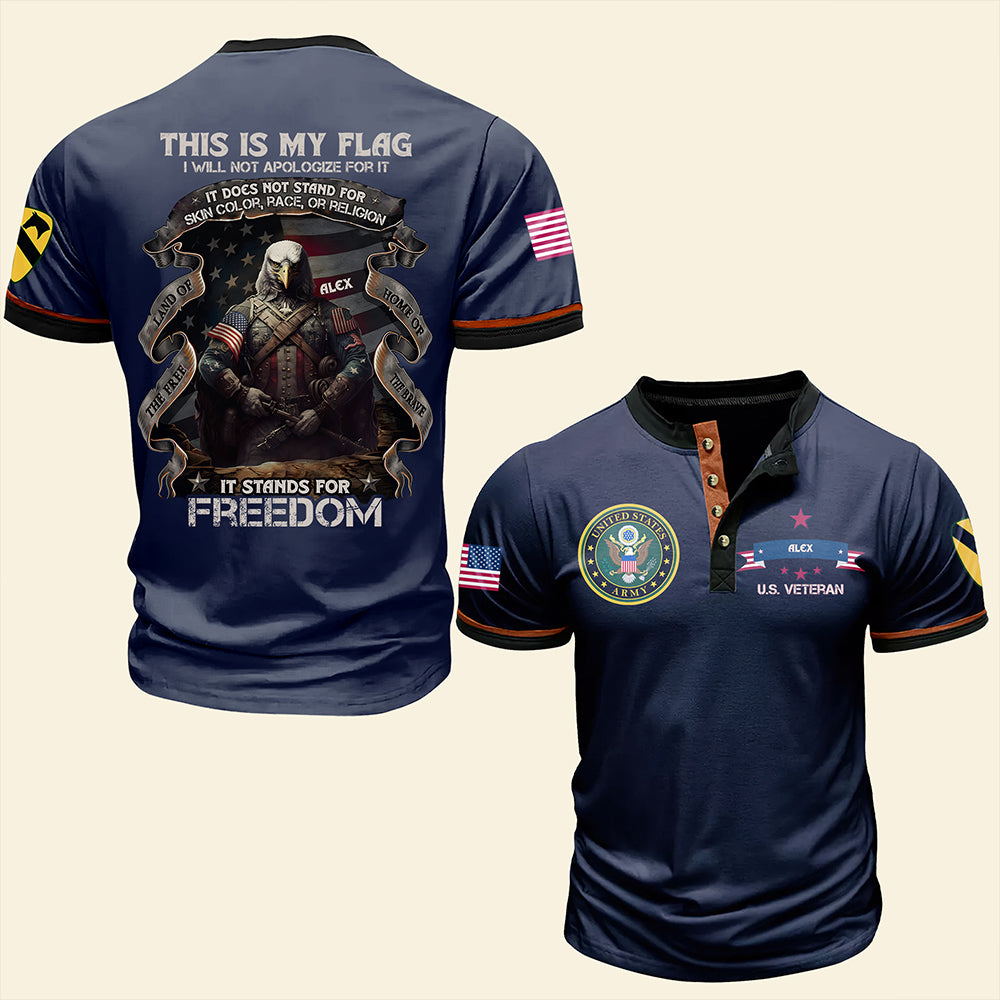 Personalized Veteran T-Shirt - This Is My Flag, Stands for Freedom