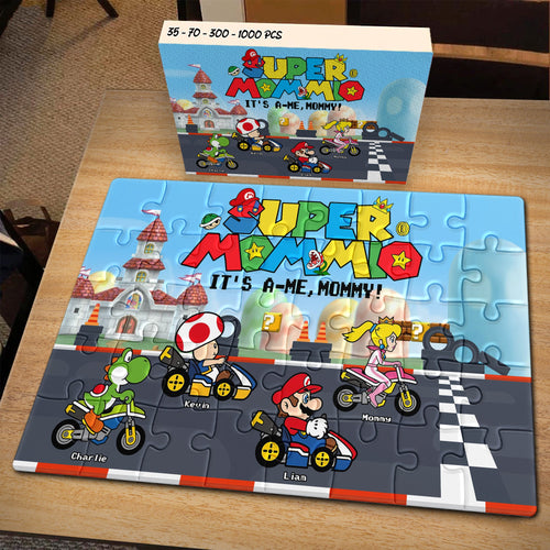 “It's-a-Me, Mommy!” - Personalized Jigsaw Puzzle - Unique Gift for Moms and Grandmas. Jigsaw Puzzles PopCulturePrints