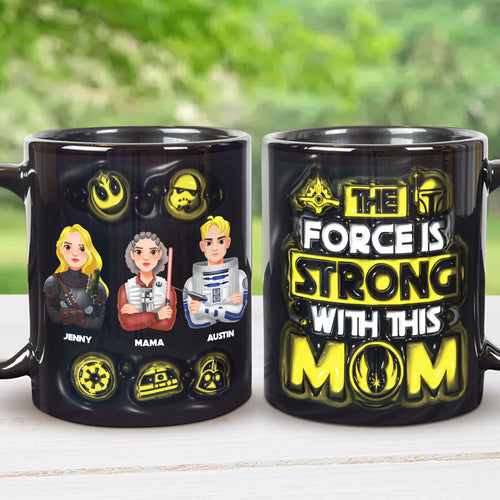 The Force is Strong With This Mom - Personalized Coffee Mug for Mom, Grandma, and More Coffee Mug PopCulturePrints