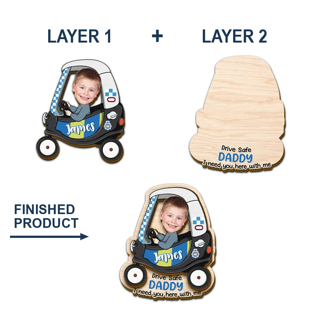 Drive Safe, Daddy - Personalized Car Visor Clip with Custom Photo Car Visor Clip PopCulturePrints