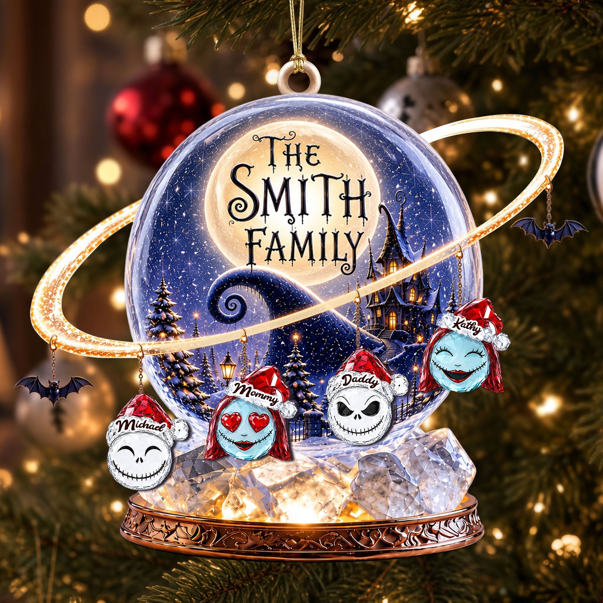"Embrace the Spookiness with Family Spirit - Personalized Spooky Family Acrylic Ornament"