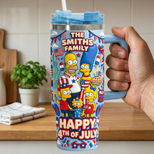 Load image into Gallery viewer, Celebrate Independence with the Smith Family - 40oz Colorful Tumbler with Handle - Personalized Gift for Patriots and Family
