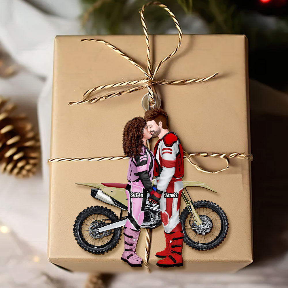 Personalized Motocross Couple Christmas Ornament