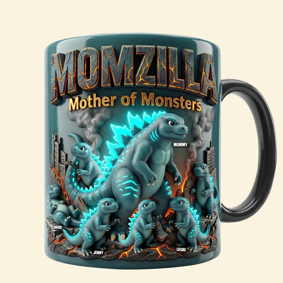 “Momzilla, Mother of Monsters” - Personalized Giant Creature Mom Magic Mug - Gifts for Mothers, Grandmothers, and More Coffee Mug PopCulturePrints
