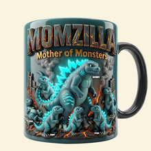 Load image into Gallery viewer, “Momzilla, Mother of Monsters” - Personalized Giant Creature Mom Magic Mug - Gifts for Mothers, Grandmothers, and More Coffee Mug PopCulturePrints

