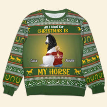 Load image into Gallery viewer, Personalized Horse Lover Christmas Sweater - Custom Ugly Holiday Gift AOP Products PopCulturePrints
