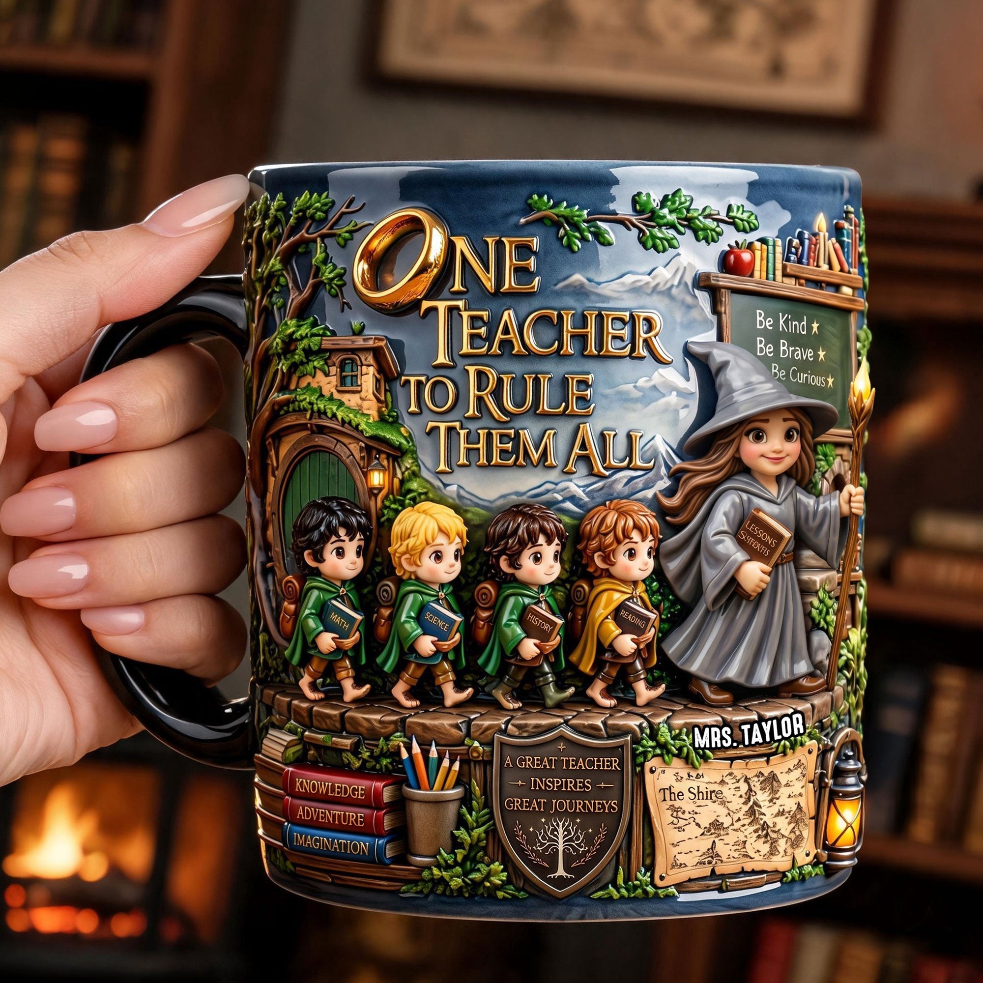 One Teacher to Rule Them All - Legendary Mentor Magic Coffee Mug | Personalized Gifts for Teachers Coffee Mug PopCulturePrints