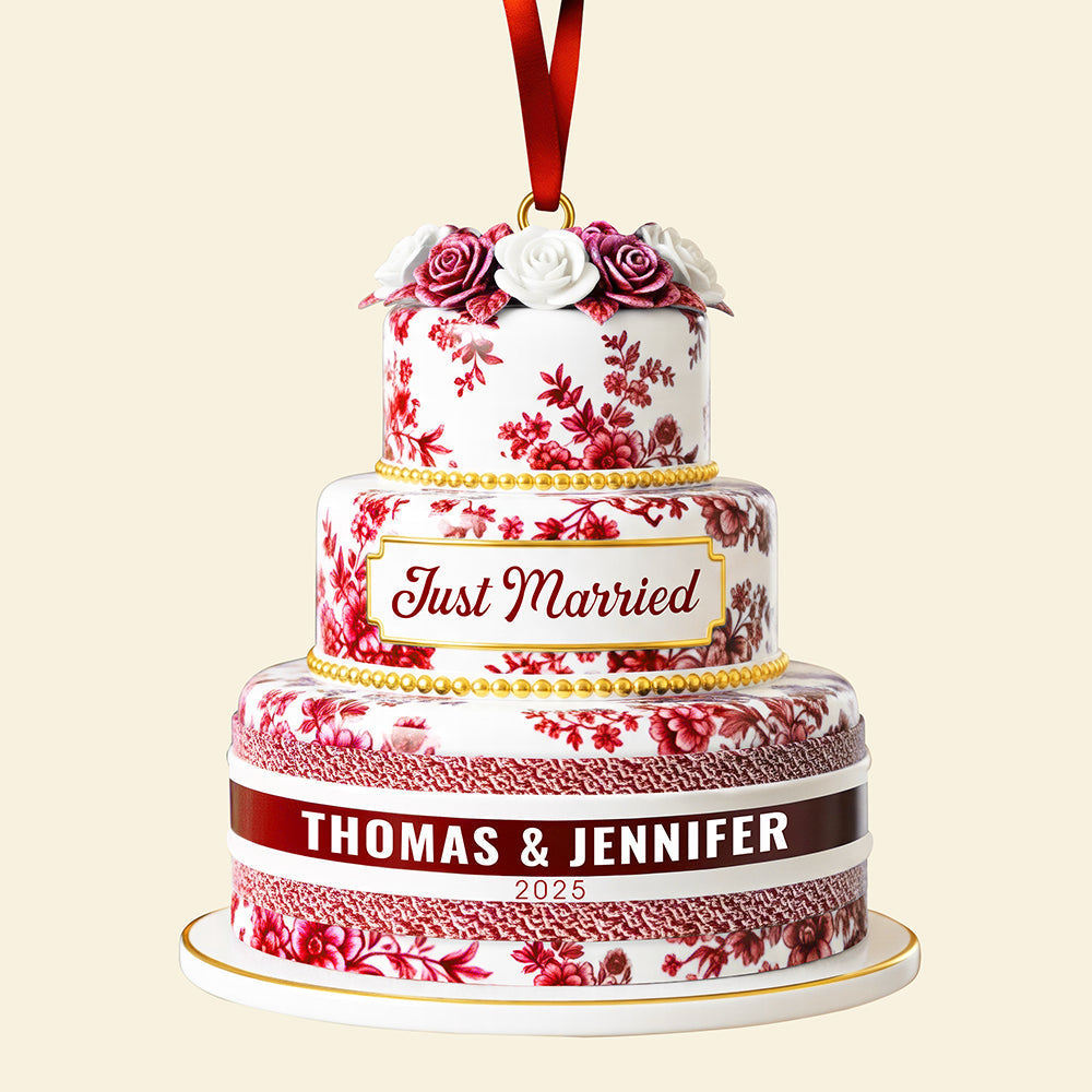 Just Married - Custom Personalized Christmas Ornament for Newlyweds Ornament PopCulturePrints