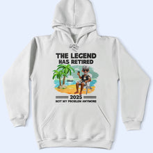 Load image into Gallery viewer, The Legend Has Retired Vintage Cartoon - Personalized T Shirt Gift for Dad, Grandpa, Retirees T-shirt PopCulturePrints
