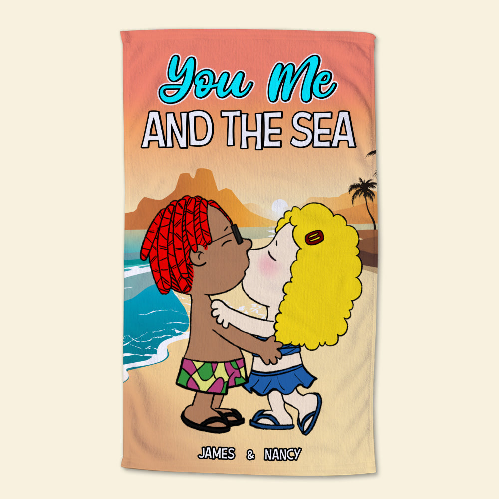 Personalized Couple's Beach Towel - You, Me, and the Sea