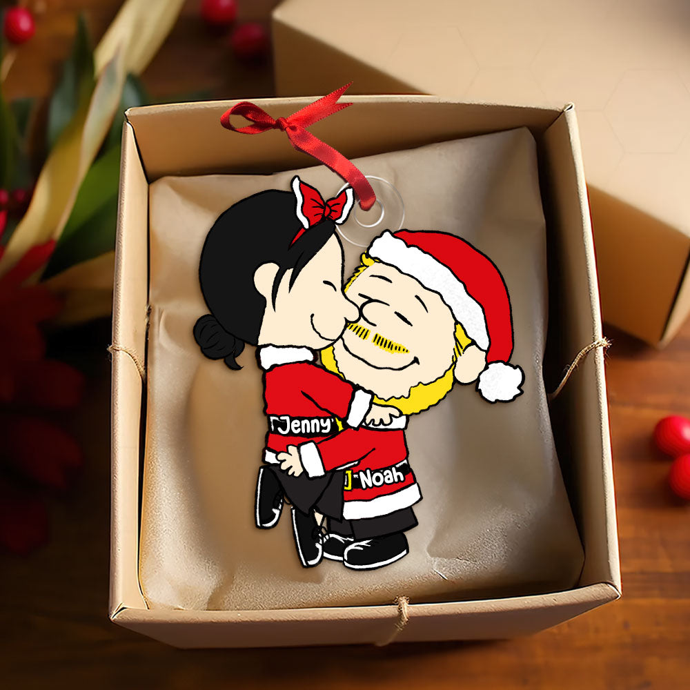 Custom Cartoon Couple Christmas Ornament Gift