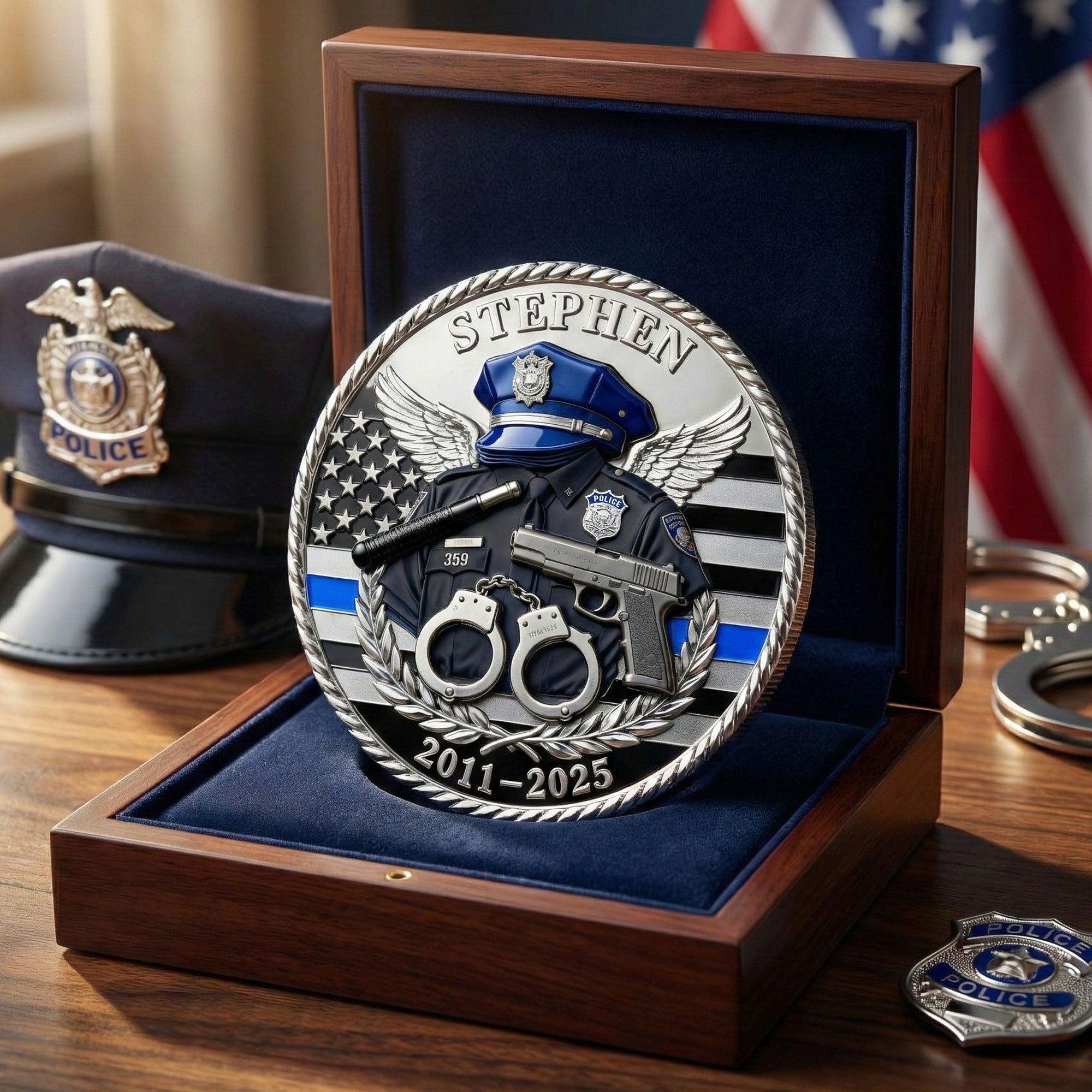Honor Their Service: Personalized Law Enforcement Appreciation Coin - Gift for Police Retirement Coin PopCulturePrints