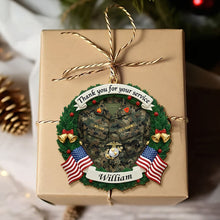 Load image into Gallery viewer, Thank You for Your Service - Personalized Military Christmas Ornament for Veterans Ornament PopCulturePrints
