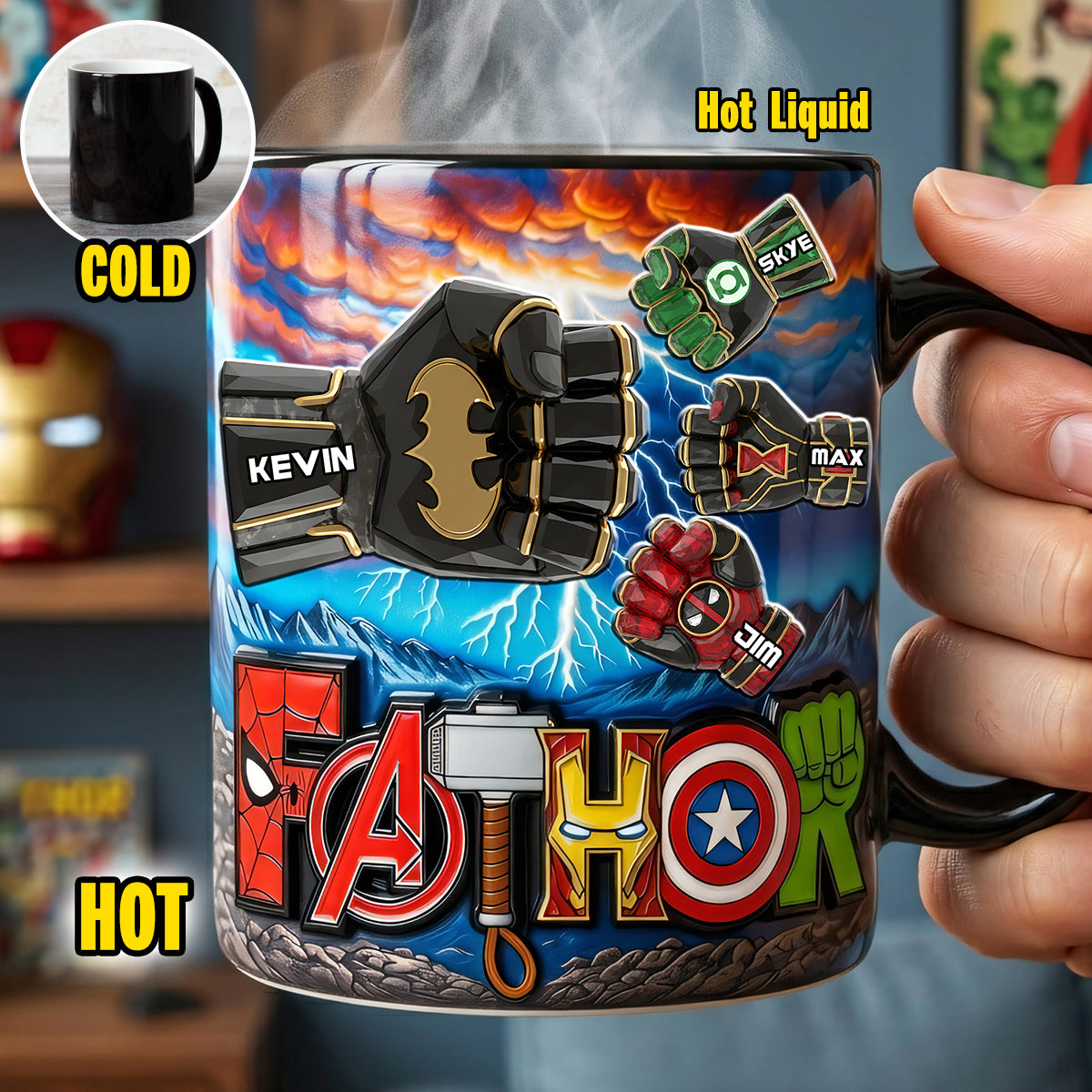 “Power Fist Bump for the Ultimate Dad!” - Personalized Magic Coffee Mug for Dad, Grandpa & More Coffee Mug PopCulturePrints