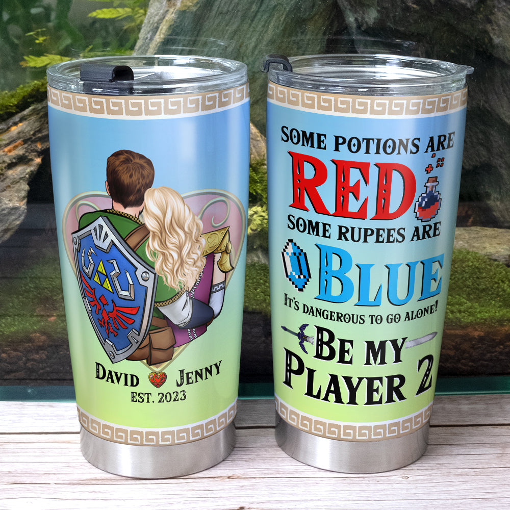 Personalized Gamer Couple Tumbler | Be My Player 2 Gift | Valentine's Day Gifts Tumbler Cup PopCulturePrints