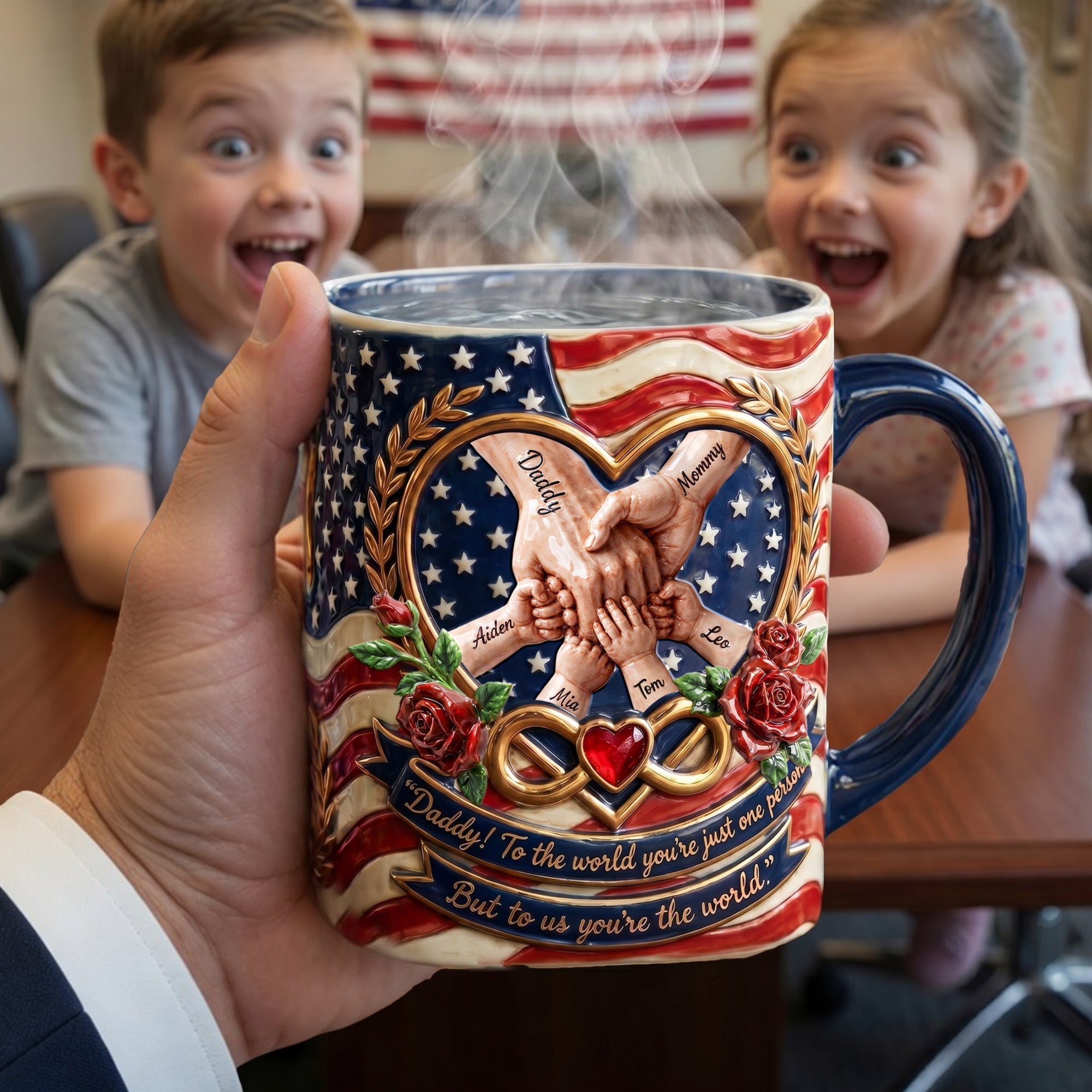 "Daddy! To the world you're just one person - Personalized Infinity Love Accent Mug for Dads, Grandpas, and Family" Coffee Mug PopCulturePrints