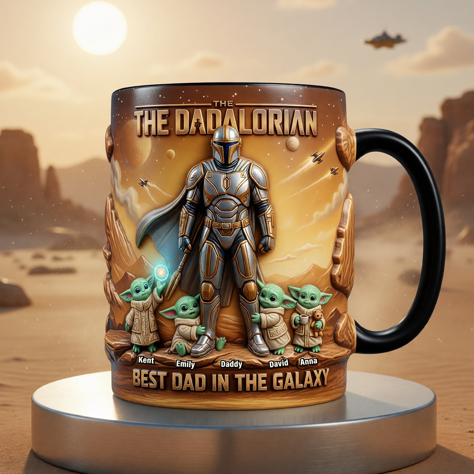 “Best Dad in the Galaxy” - Leader Of The Coolest Crew Heat Changing Mug - Personalized Gifts for Dad Coffee Mug PopCulturePrints
