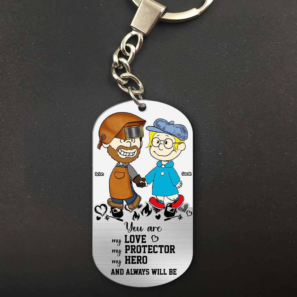 Personalized Firefighter Couple Keychain - Unique Valentine's Day Gifts for Heroes & Loved Ones Keychains PopCulturePrints