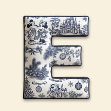 Load image into Gallery viewer, Personalized Toile de Jouy Alphabet Christmas Shaped Pillow – A Unique Gift for Disney Lovers Pillow PopCulturePrints
