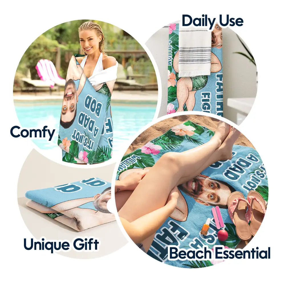 It's Not a Dad Bod, It's a Father Figure - Custom Personalized Beach Towel Beach Towel PopCulturePrints