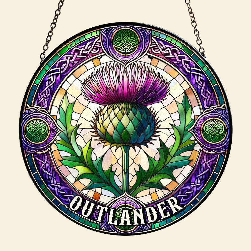 Personalized Outlander Thistle Stained Glass Suncatcher