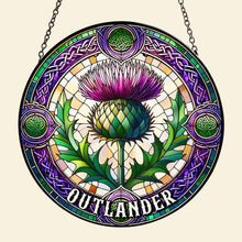 Load image into Gallery viewer, Personalized Outlander Thistle Stained Glass Suncatcher
