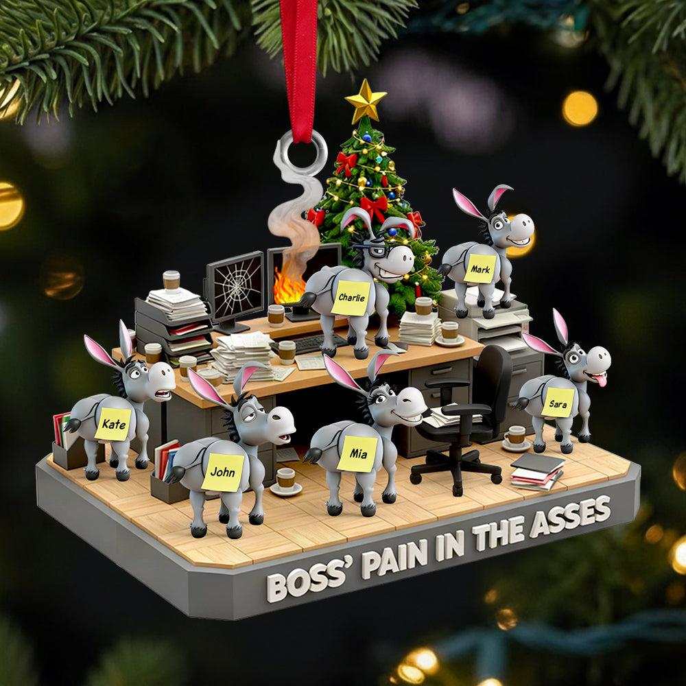 "Boss’s Pain in the Asses" - Personalized Boss's Donkey Squad Christmas Ornament - Custom Gift for Coworkers Ornament PopCulturePrints