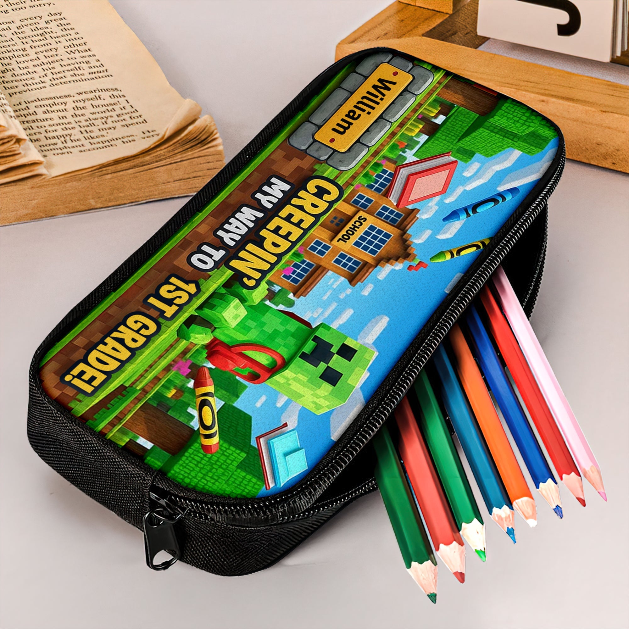 Creepin' My Way to 1st Grade Pencil Case - Personalized Gifts for Kids Pencil Case PopCulturePrints