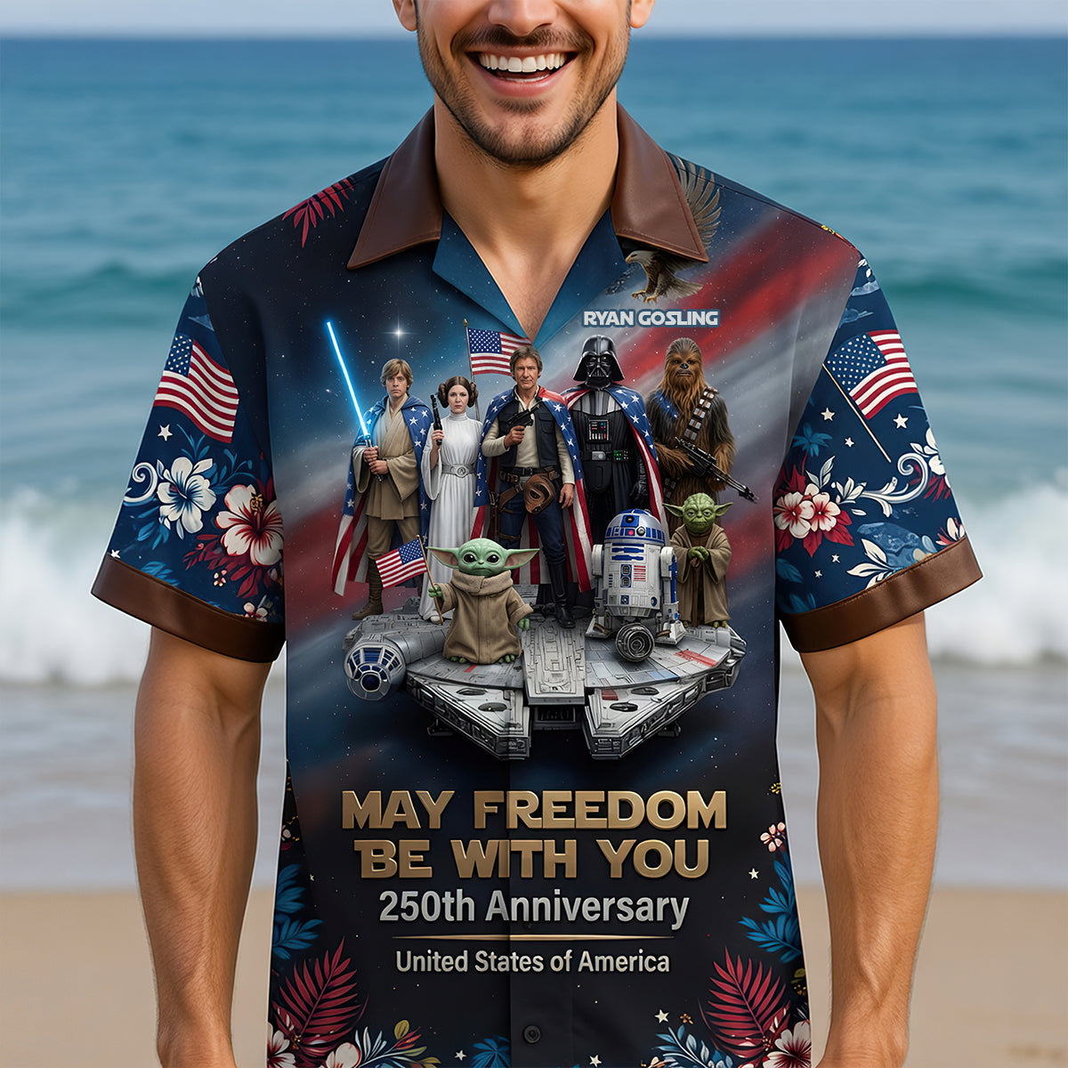 May Freedom Be With You - 250th Anniversary Hawaiian Shirt - Personalized Gift for Patriots & Fans