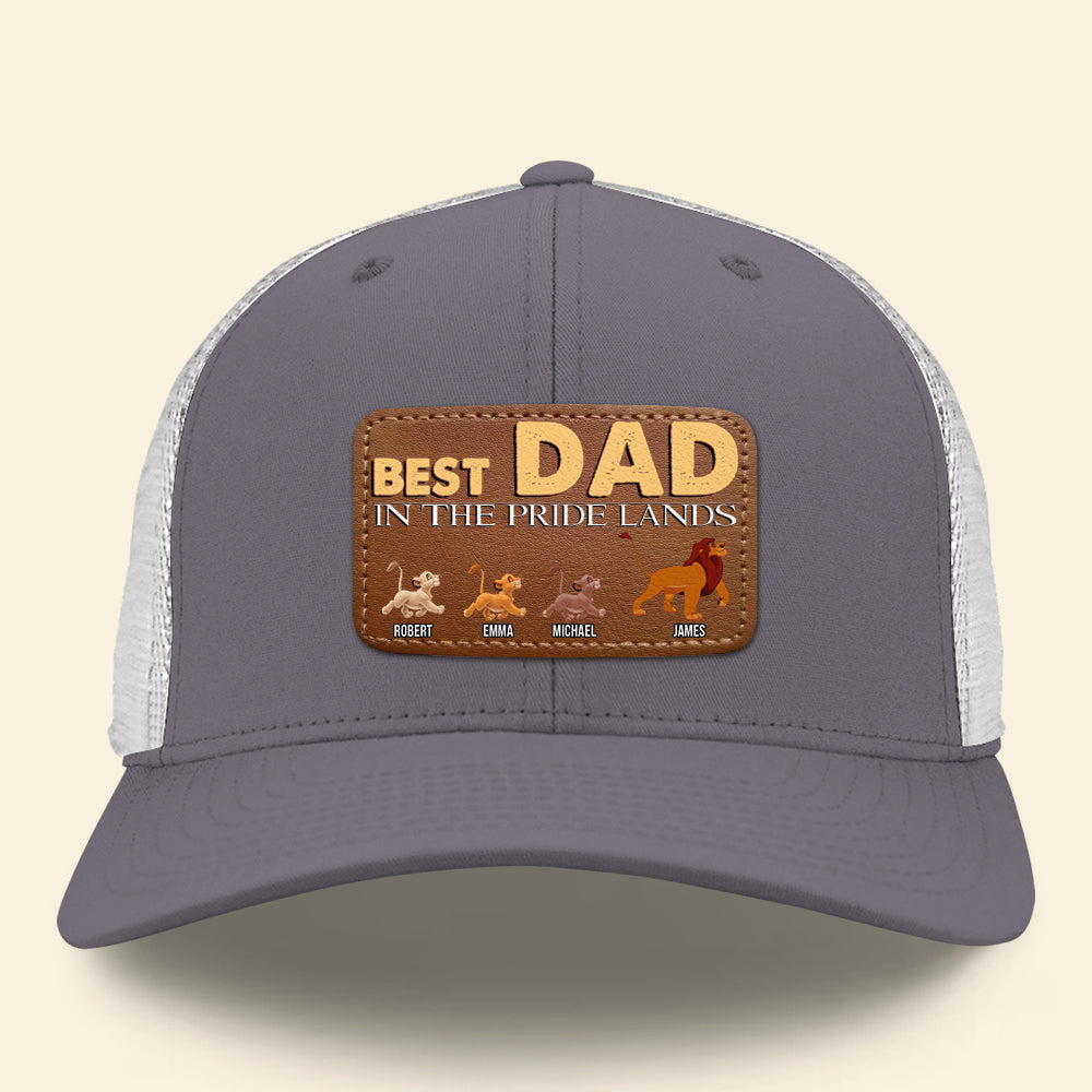 Customizable Best Dad Leather Patch Hat - Lion Kingdom Theme