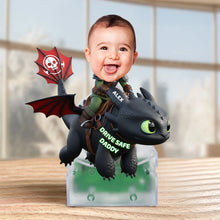 Load image into Gallery viewer, &quot;Drive Safe, Daddy!&quot; – Custom Dragon Riding Kid Standee - Personalized Gifts for Dad, Grandpa, Uncle, and More Shaking Head Standee PopCulturePrints
