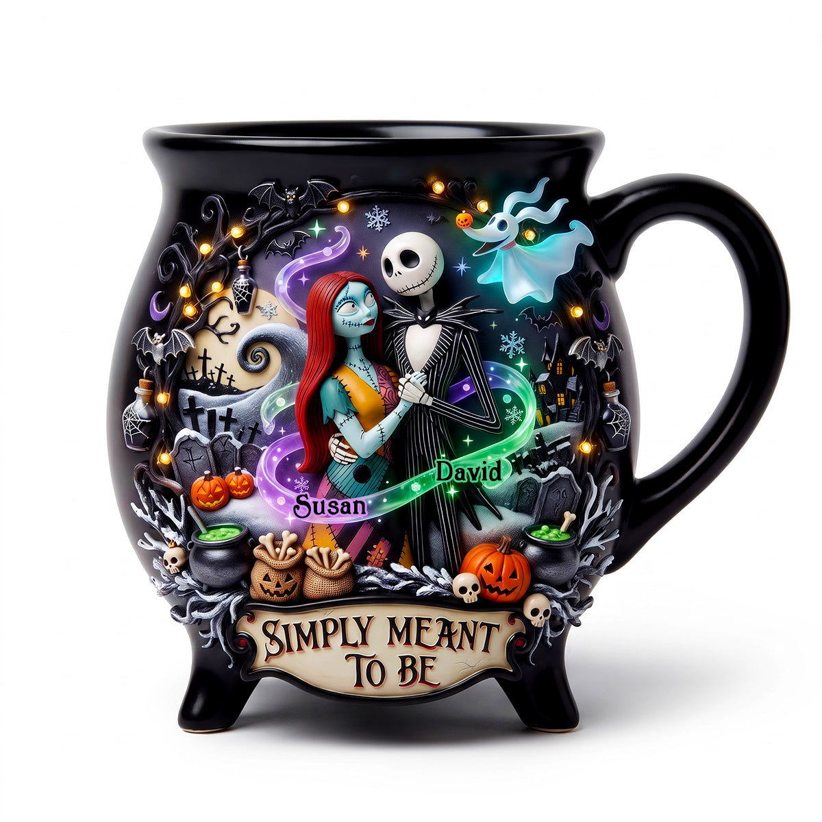 Simply Meant To Be – Gothic Couple Cauldron Mug - Personalized Gifts For Couples Cauldron Mug PopCulturePrints