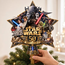 Load image into Gallery viewer, Celebrate Togetherness with the 50th Anniversary Star Wars Tree Topper - Personalized Gift for Movie Lovers Ornament PopCulturePrints
