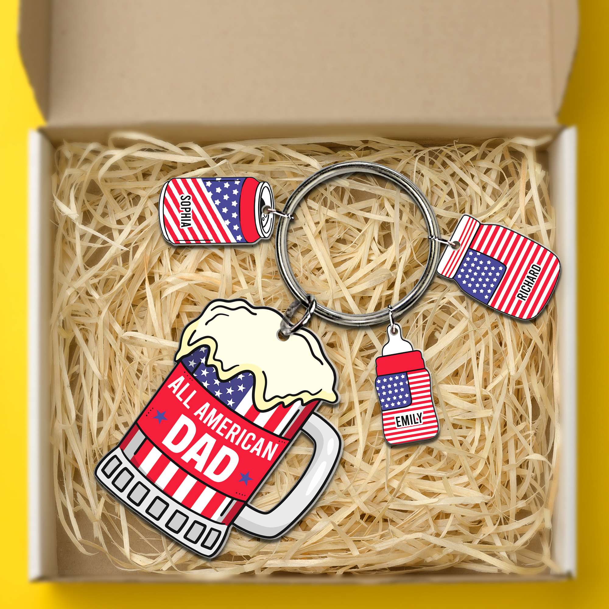 Custom American Dad Keychain - Personalized Beer Mug Design Keychains PopCulturePrints