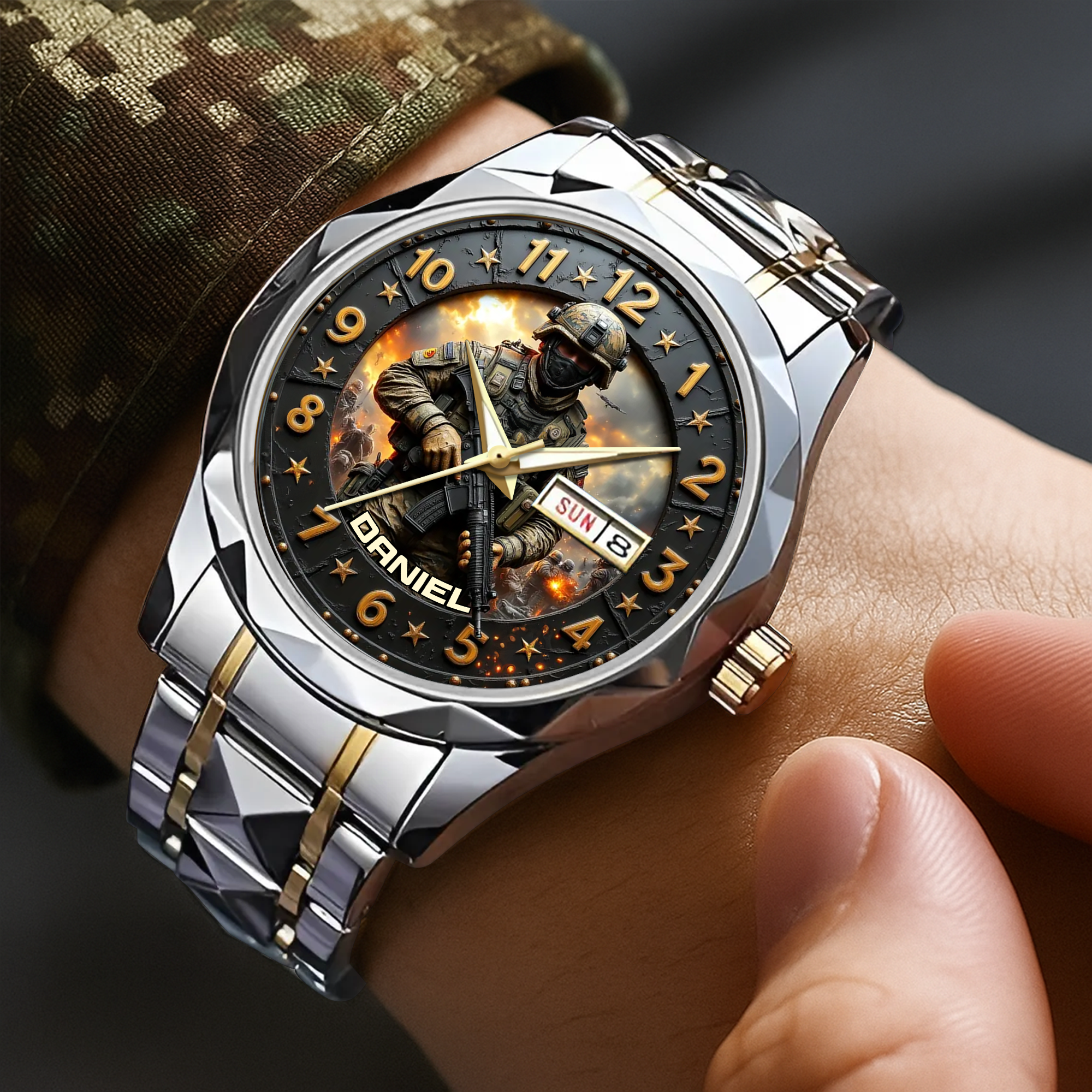 Honor the Brave - Personalized Veteran Stainless Steel Men's Watch Men's Watch PopCulturePrints