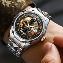 Load image into Gallery viewer, Honor the Brave - Personalized Veteran Stainless Steel Men's Watch Men's Watch PopCulturePrints
