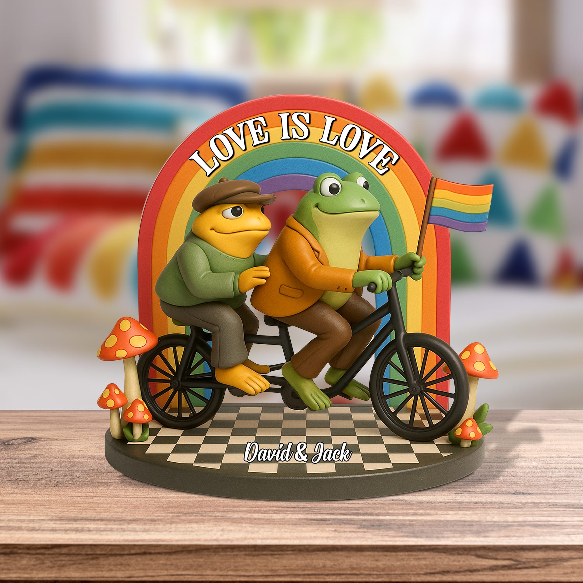 Love is Love - Personalized LGBT Frog Couple Plaque for Special Moments Shaped Plaques PopCulturePrints