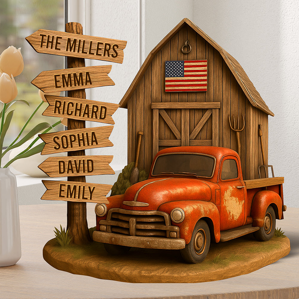 Home Is Where Family Gathers - Farm Barn Family Acrylic Plaque - Personalized Gifts for Loved Ones Shaped Plaques PopCulturePrints