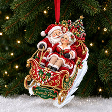 Load image into Gallery viewer, "Together is Our Favorite Place to Be" - Personalized Xmas Santa Couple Riding in A Sleigh Ornament - Perfect Gift for Couples Ornament PopCulturePrints
