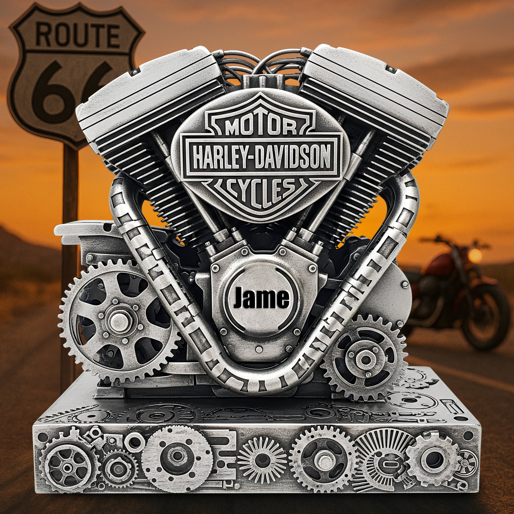 Ride in Style: Personalized Motorbike Engine Acrylic Plaque - Custom Gift for Biker Fans Shaped Plaques PopCulturePrints