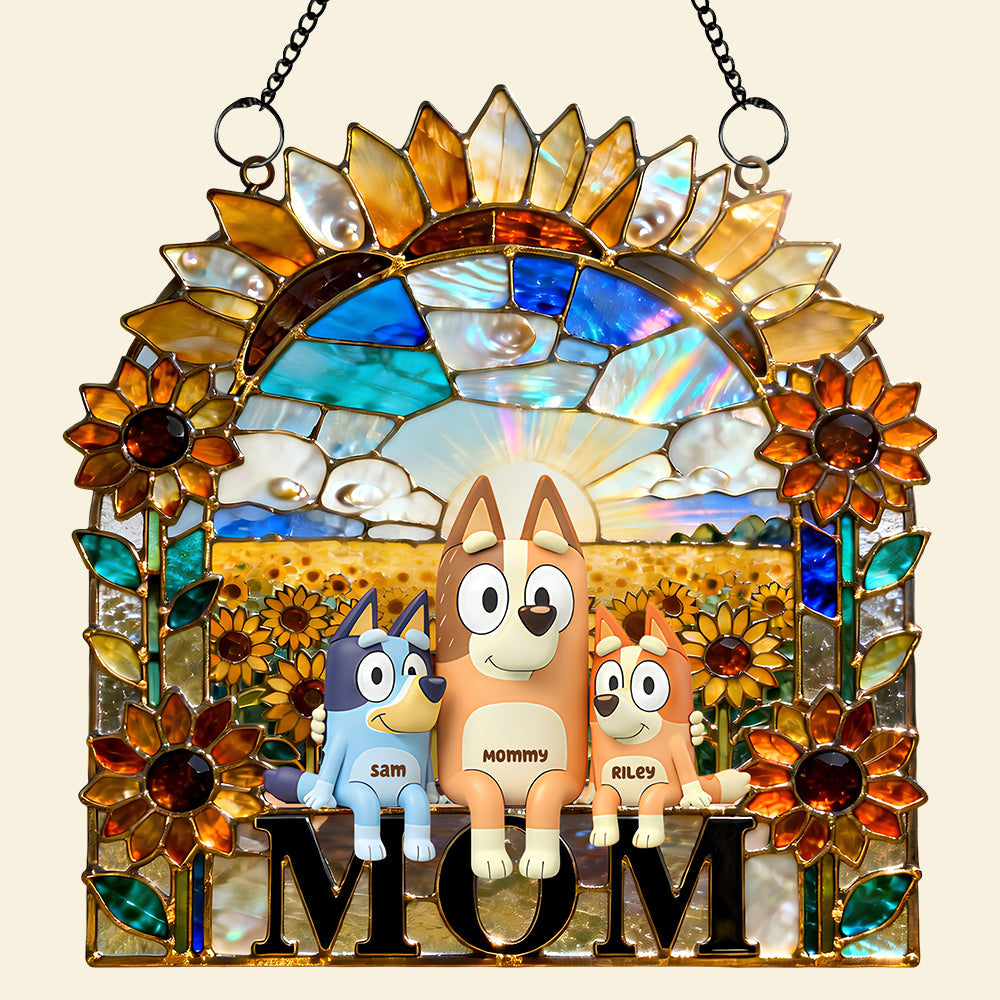 Love Mom Suncatcher - A Heartwarming Personalized Gift for Mothers Ornament PopCulturePrints