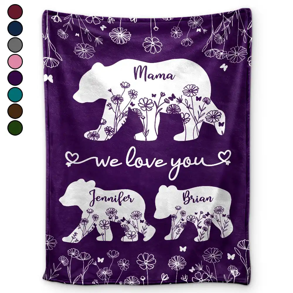 Mama Bear We Love You - Personalized Sherpa Blanket | Custom Gift for Mom, Grandma & Loved Ones Fleece Blanket PopCulturePrints