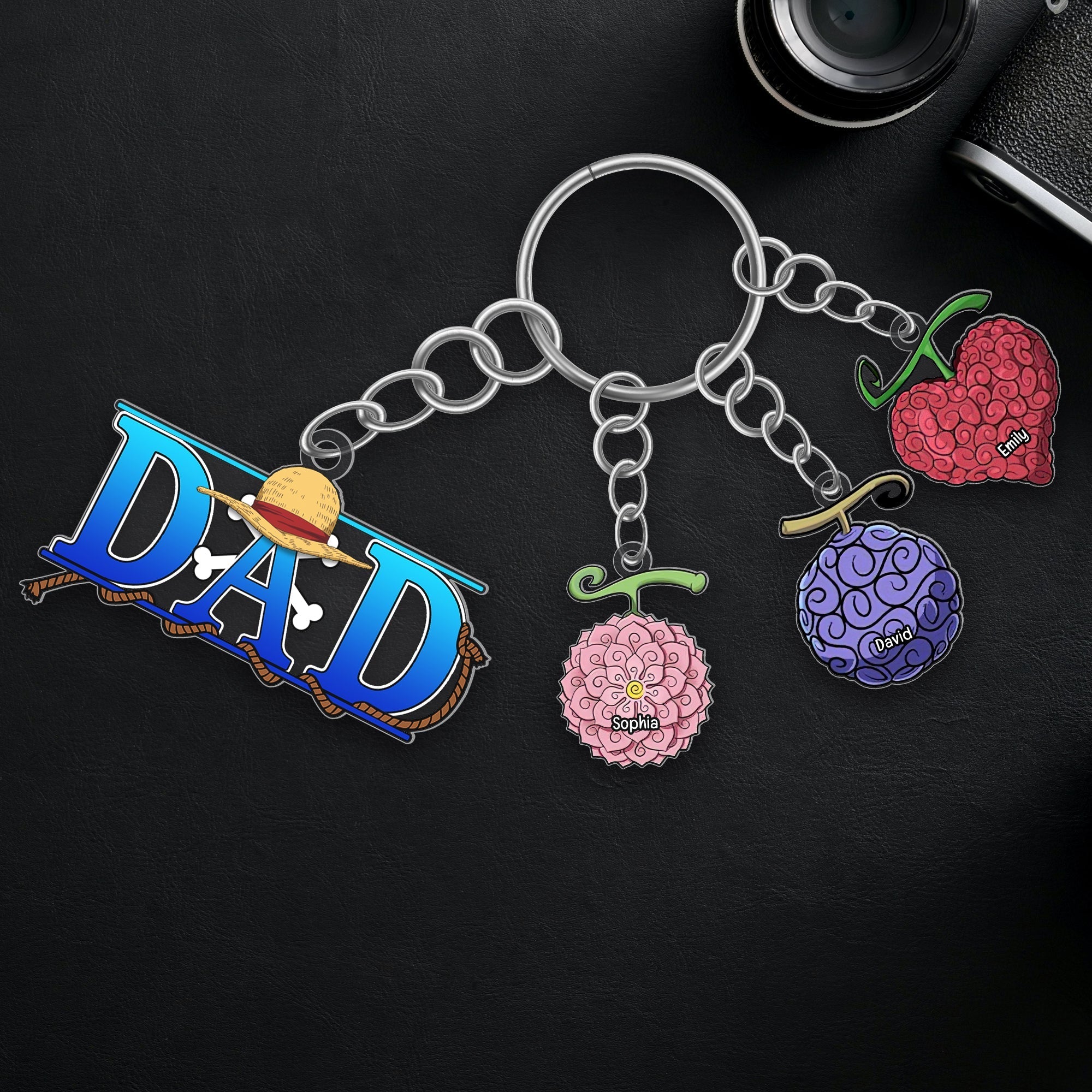 Personalized Pirate Dad Keychain with Custom Charms Keychains PopCulturePrints