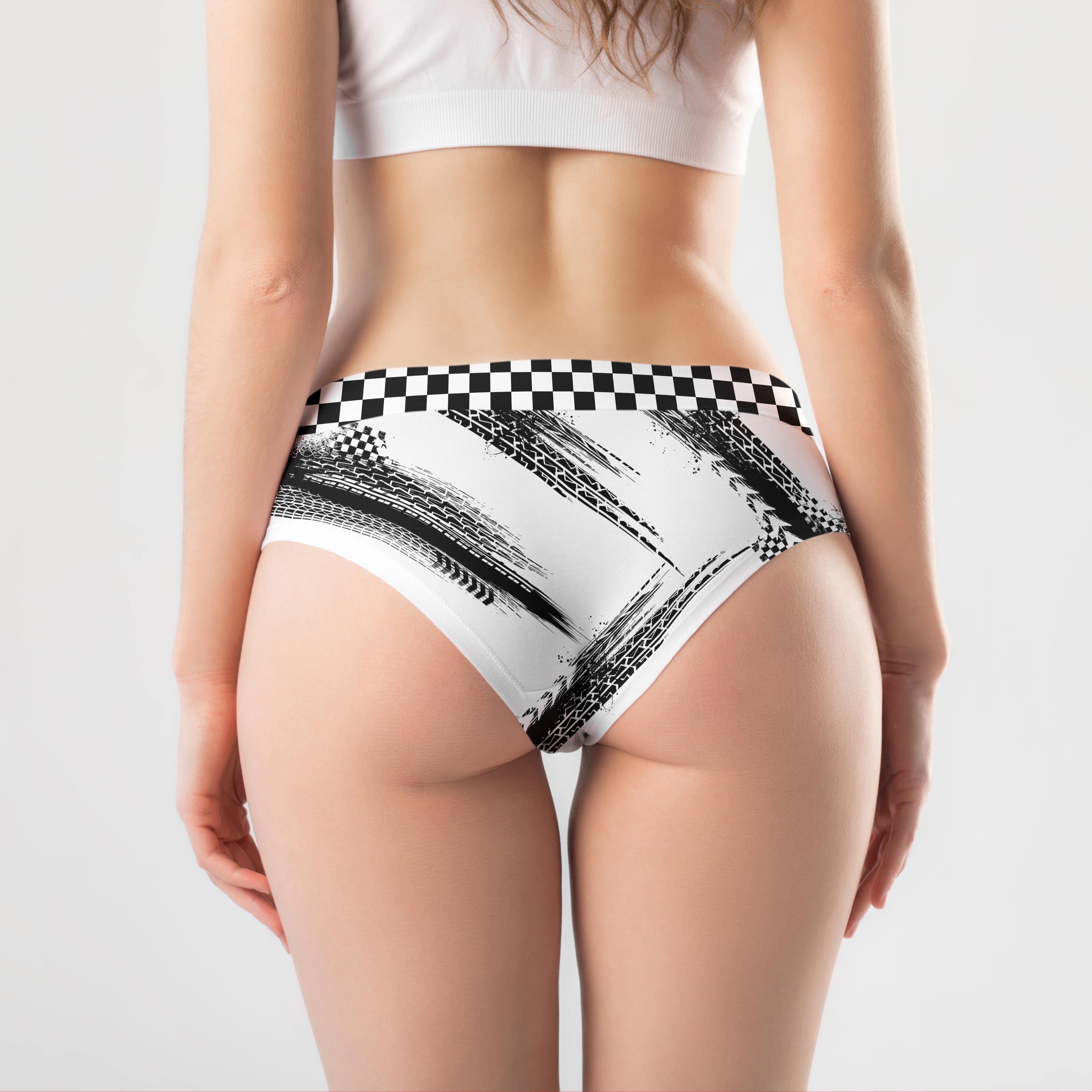 Personalized Checkered Motocross Girl Briefs Boxer Briefs PopCulturePrints