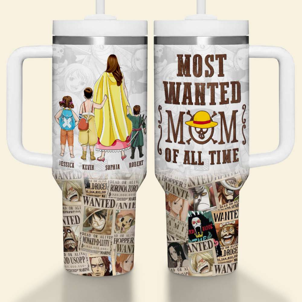 Custom 'Most Wanted Mom' Tumbler with Handle - Perfect Mother's Day Gift Tumbler Cup PopCulturePrints
