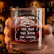 Load image into Gallery viewer, The Man, The Myth, The Legend - Personalized Whiskey Glass Gift for Dads and Legends Whiskey Glass PopCulturePrints
