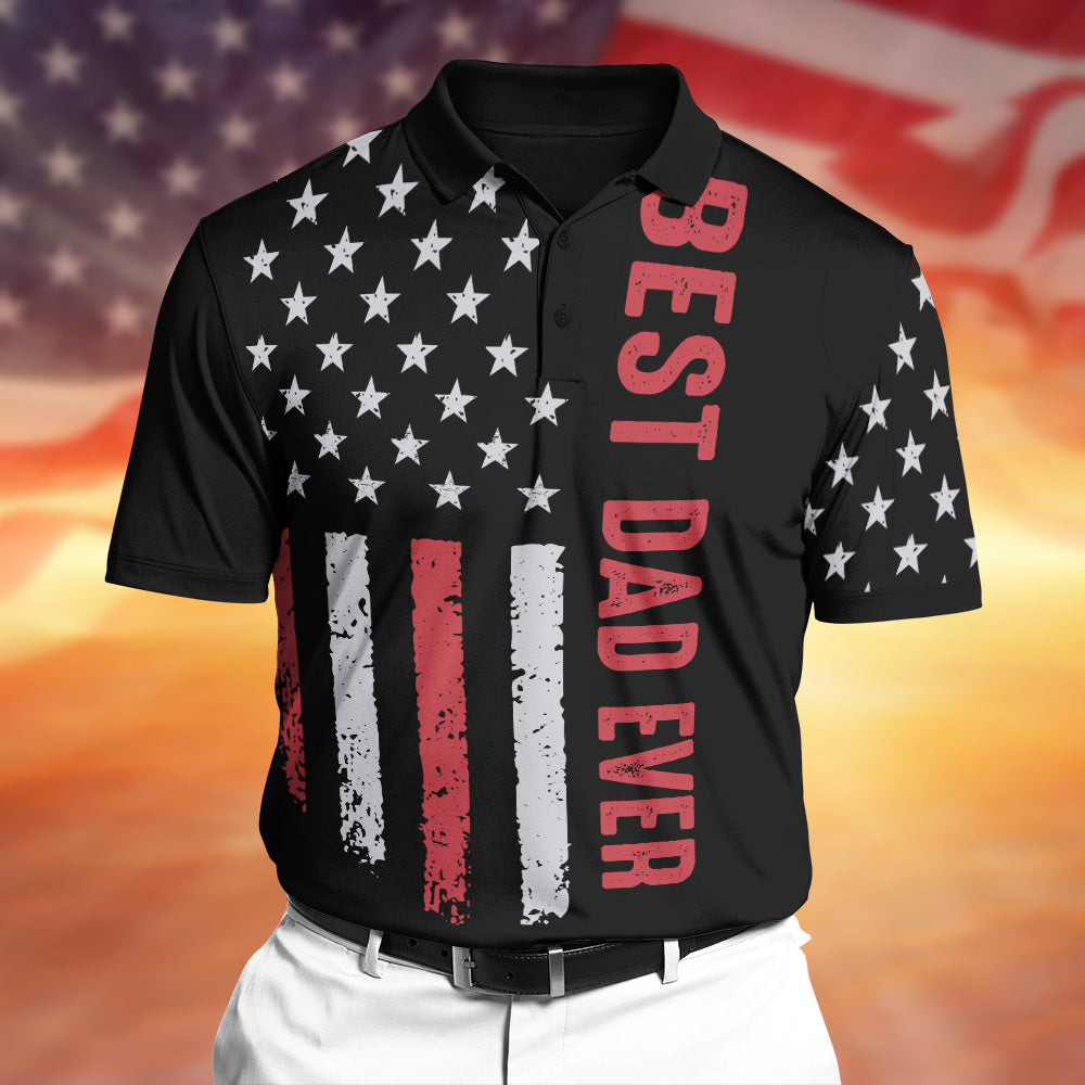 Custom Superhero Family 3D Polo Shirt for Dad - Best Dad Ever Polo Shirts PopCulturePrints