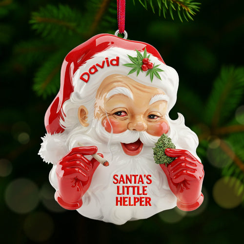 “Santa's Little Helper: A Cheerful Gift for the Holidays” - Personalized Acrylic Ornament for Smokers Ornament PopCulturePrints