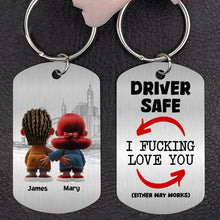 Load image into Gallery viewer, Personalized Couple Keychain - Funny Driver Safe Love Gift Keychains PopCulturePrints
